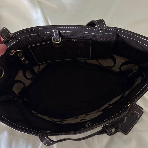 Coach Brown and Tan Signature Tote - Picture 3 of 8